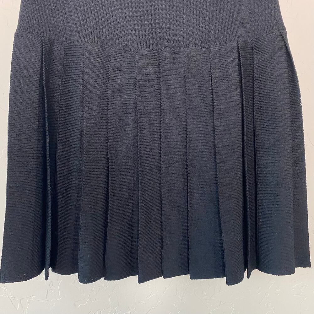 St. John Black Santana Knit Pleated Dark Academia Skirt 10 - Picture 3 of 9